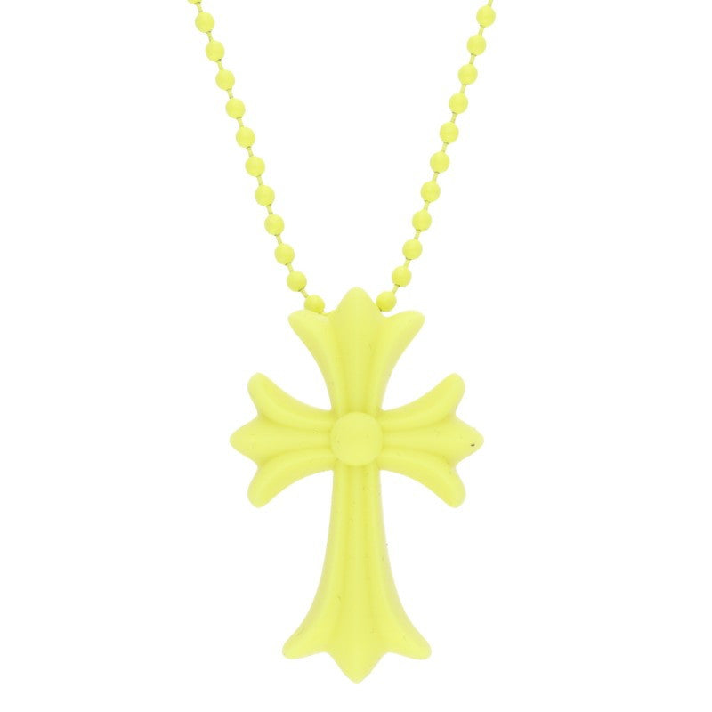 Chrome Hearts Rubber Small CH Cross Necklace Size ONE Yellow