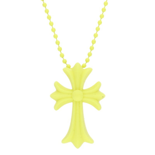 Chrome Hearts Rubber Small CH Cross Necklace Size ONE Yellow