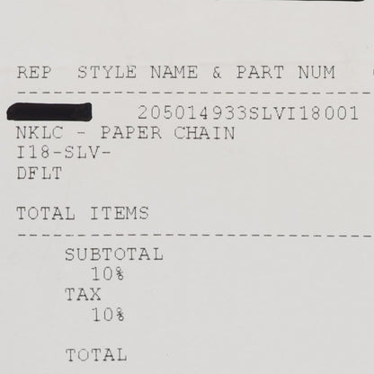 Chrome Hearts Paper Chain 18inch Silver Size ONE SIZE