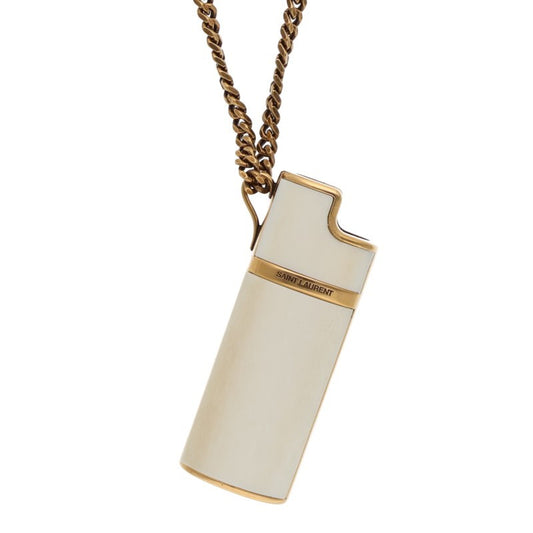 SAINT LAURENT PARIS Lighter Holder White Gold Necklace Size ONE SIZE