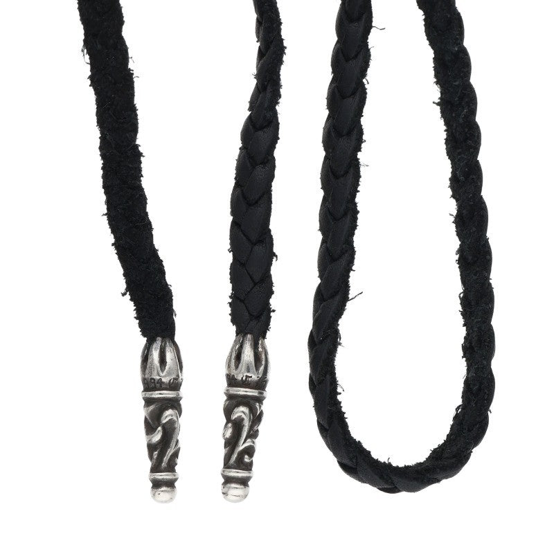 Chrome Hearts Scroll Leather Braid 925 Silver Size ONE Multi