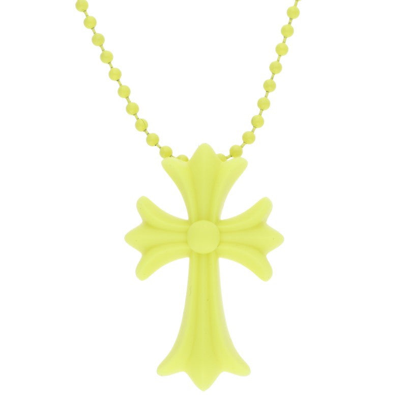 Chrome Hearts Small CH Cross Rubber Necklace Size ONE Yellow