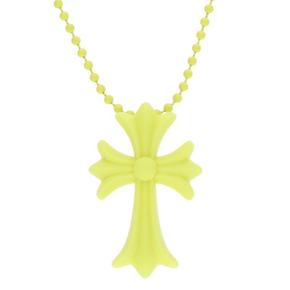 Chrome Hearts Small CH Cross Rubber Necklace Size ONE Yellow