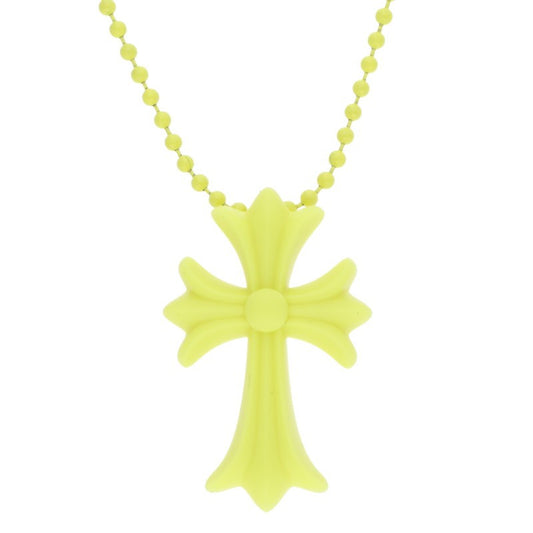 Chrome Hearts Small CH Cross Rubber Necklace Size ONE Yellow