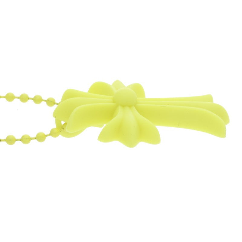 Chrome Hearts Small CH Cross Rubber Necklace Size ONE Yellow