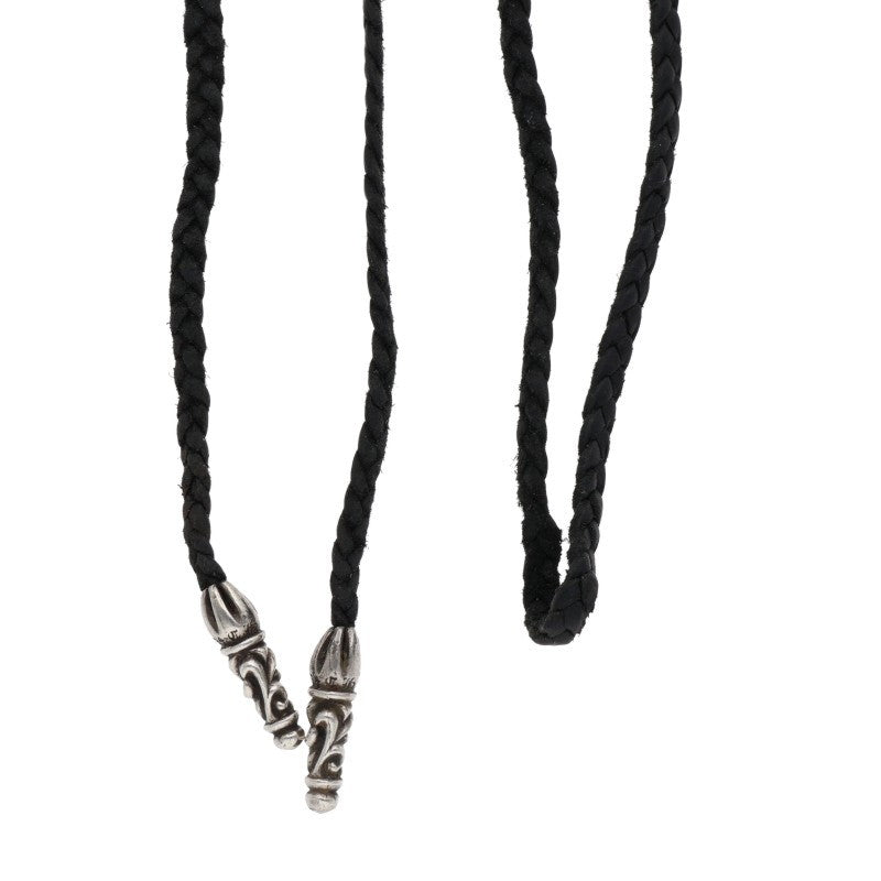 Chrome Hearts Scroll Leather Braid 925 Silver Size ONE SIZE
