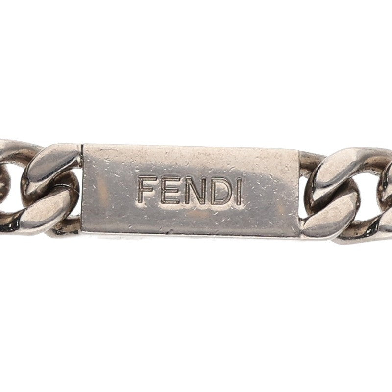 FENDI Logo Plate Chain Silver Necklace Size ONE SIZE