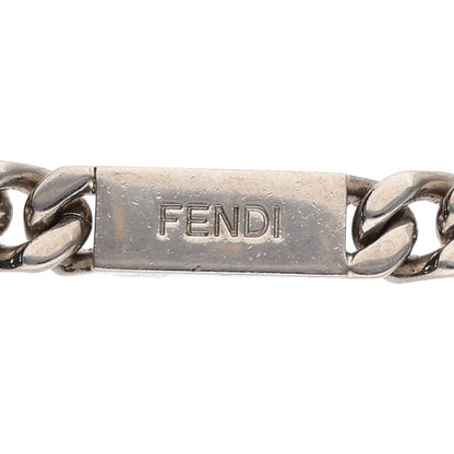 FENDI Logo Plate Chain Silver Necklace Size ONE SIZE