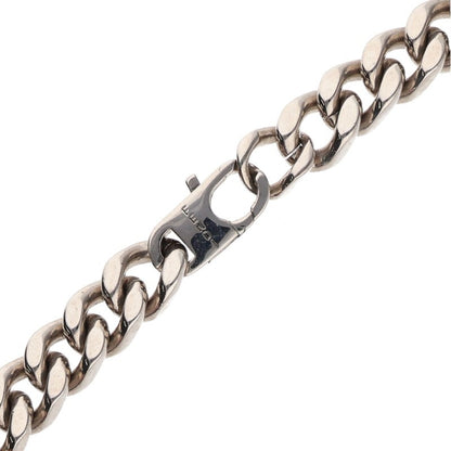 FENDI Logo Plate Chain Silver Necklace Size ONE SIZE