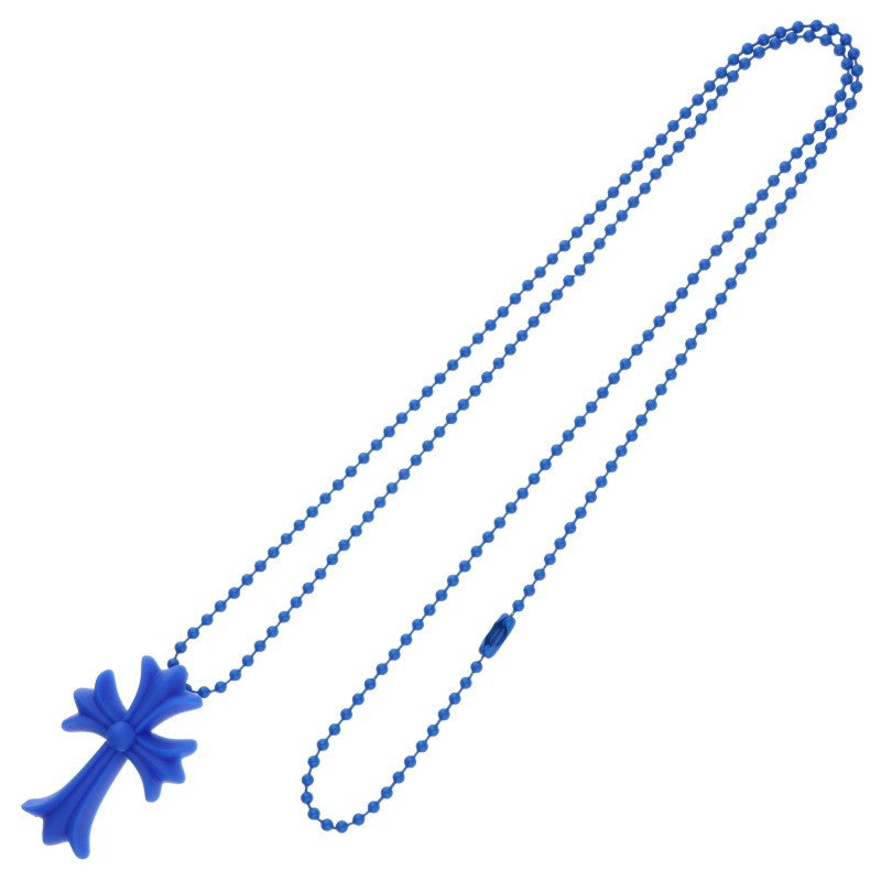 Chrome Hearts Rubber Small CH Cross Necklace Size ONE Blue