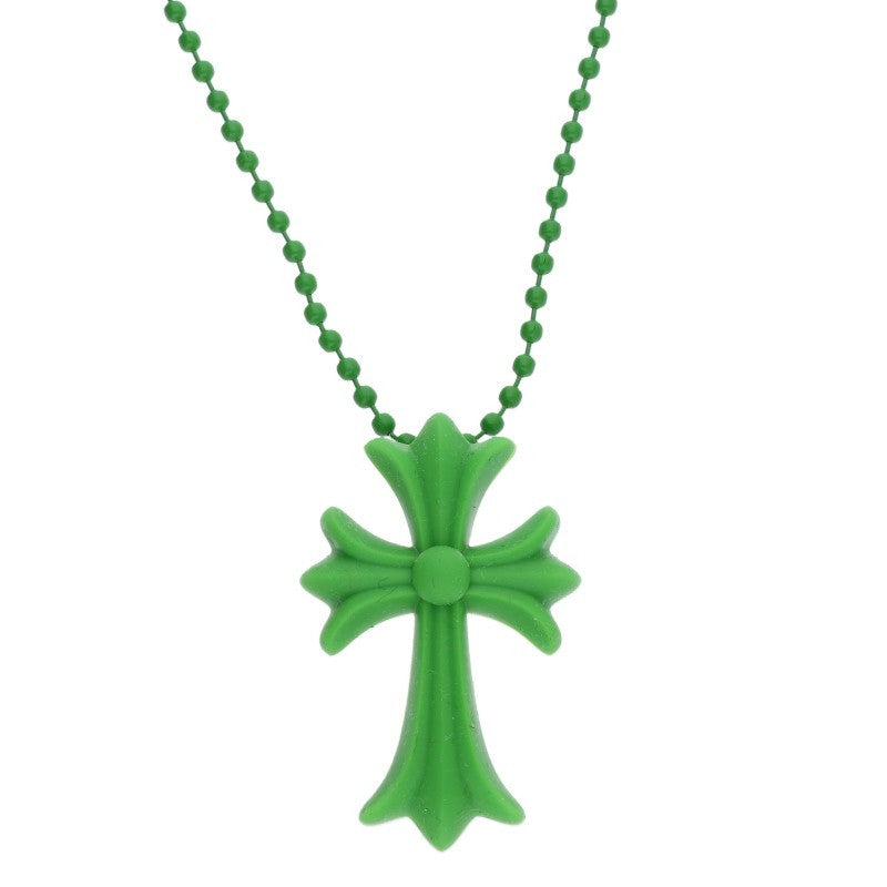 Chrome Hearts Rubber Small CH Cross Necklace Size ONE Green