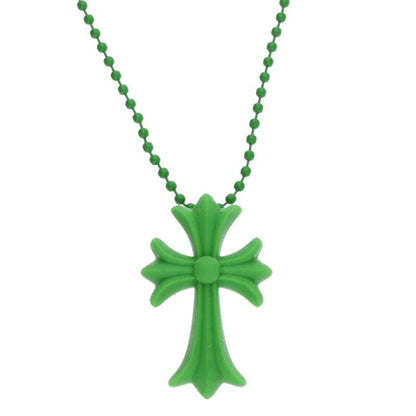 Chrome Hearts Rubber Small CH Cross Necklace Size ONE Green