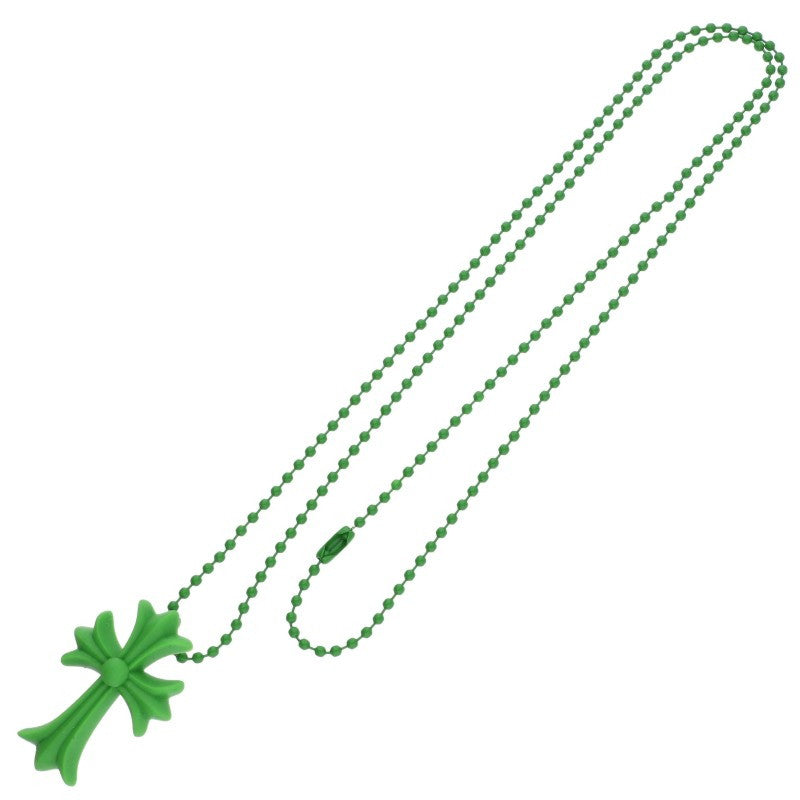 Chrome Hearts Rubber Small CH Cross Necklace Size ONE Green