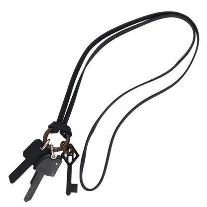 HERMES Cles Long Key Charm Necklace Black Size ONE SIZE