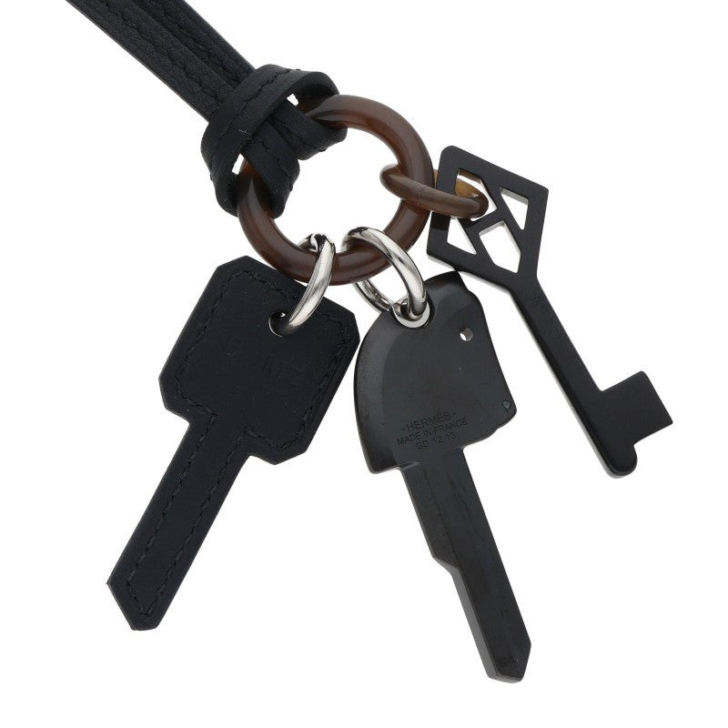 HERMES Cles Long Key Charm Necklace Black Size ONE SIZE