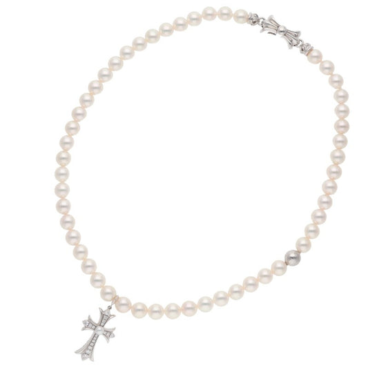 Chrome Hearts 18K White Gold Pearl Necklace Size ONE SIZE