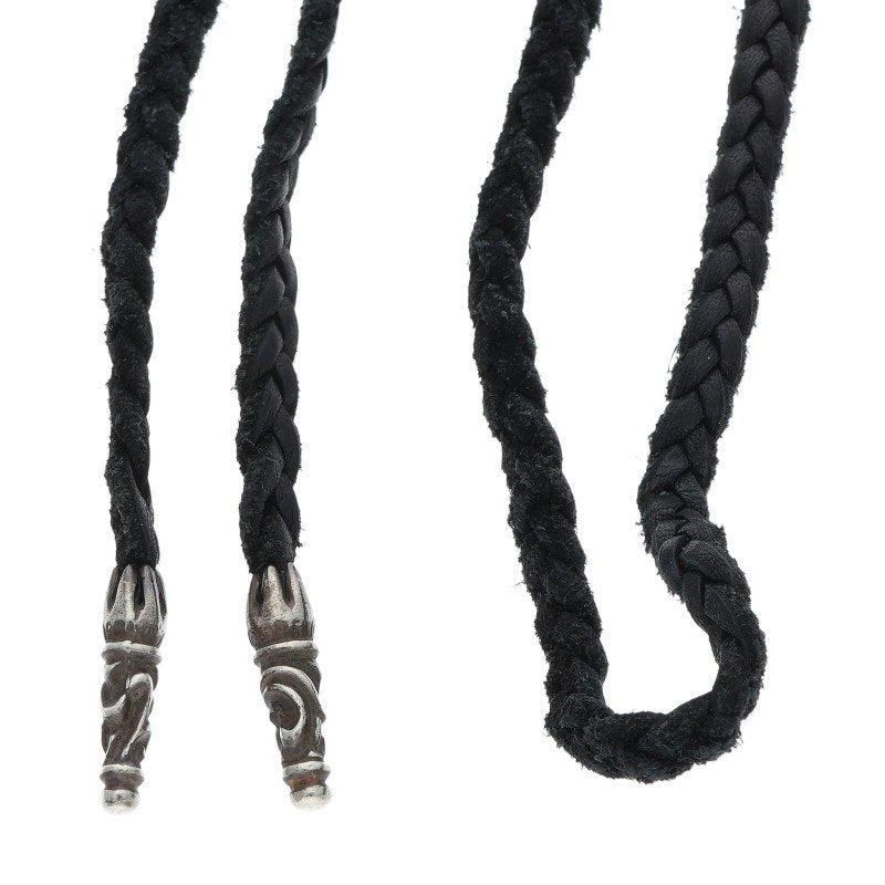 Chrome Hearts Scroll Leather Braid Silver Nklc Size ONE SIZE