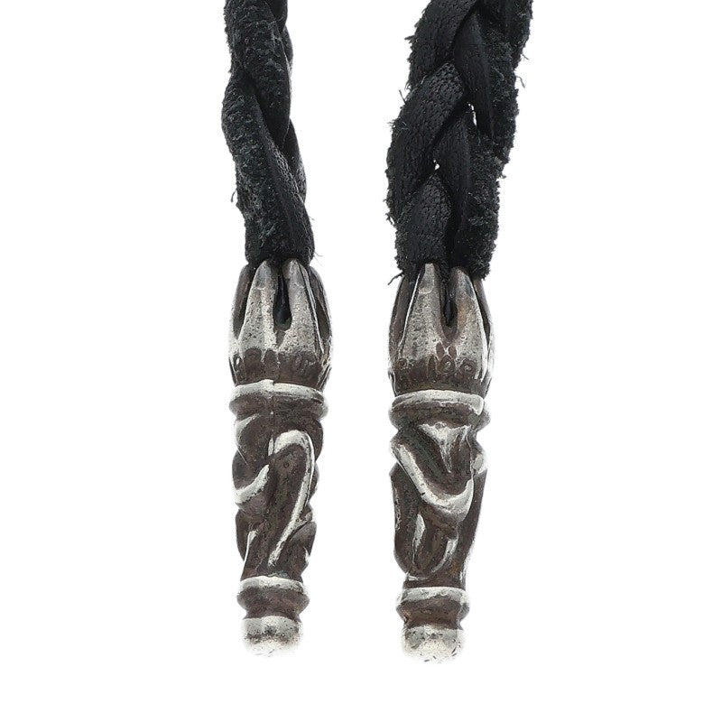 Chrome Hearts Scroll Leather Braid Silver Nklc Size ONE SIZE