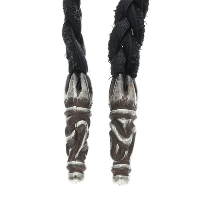 Chrome Hearts Scroll Leather Braid Silver Nklc Size ONE SIZE