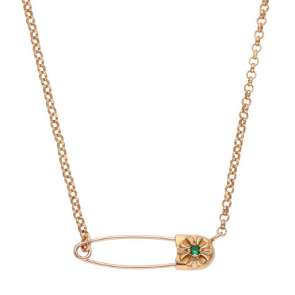 Chrome Hearts 22K Emerald Safety Chain Necklace Size 18INCH