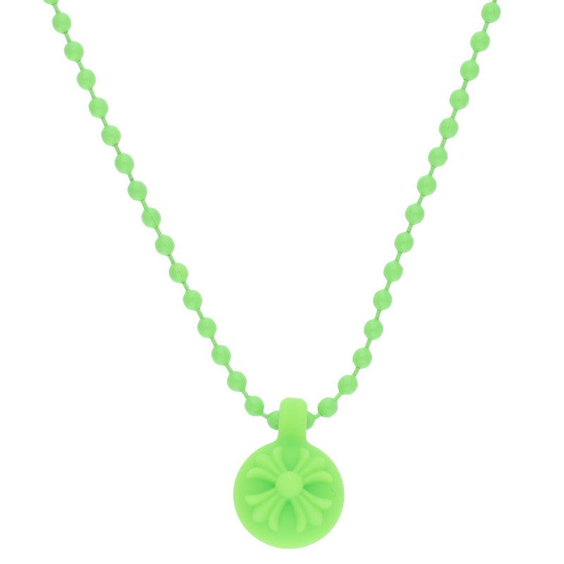 Chrome Hearts Green Rubber Cross Ball Necklace Size ONE SIZE