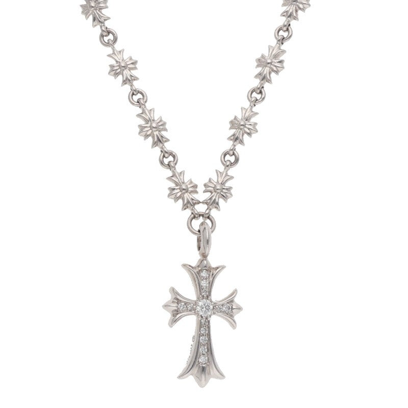 Chrome Hearts 18K Tiny E Fat Diamond Necklace Size 20INCH