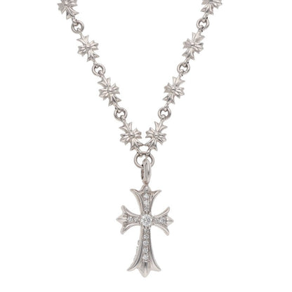 Chrome Hearts 18K Tiny E Fat Diamond Necklace Size 20INCH
