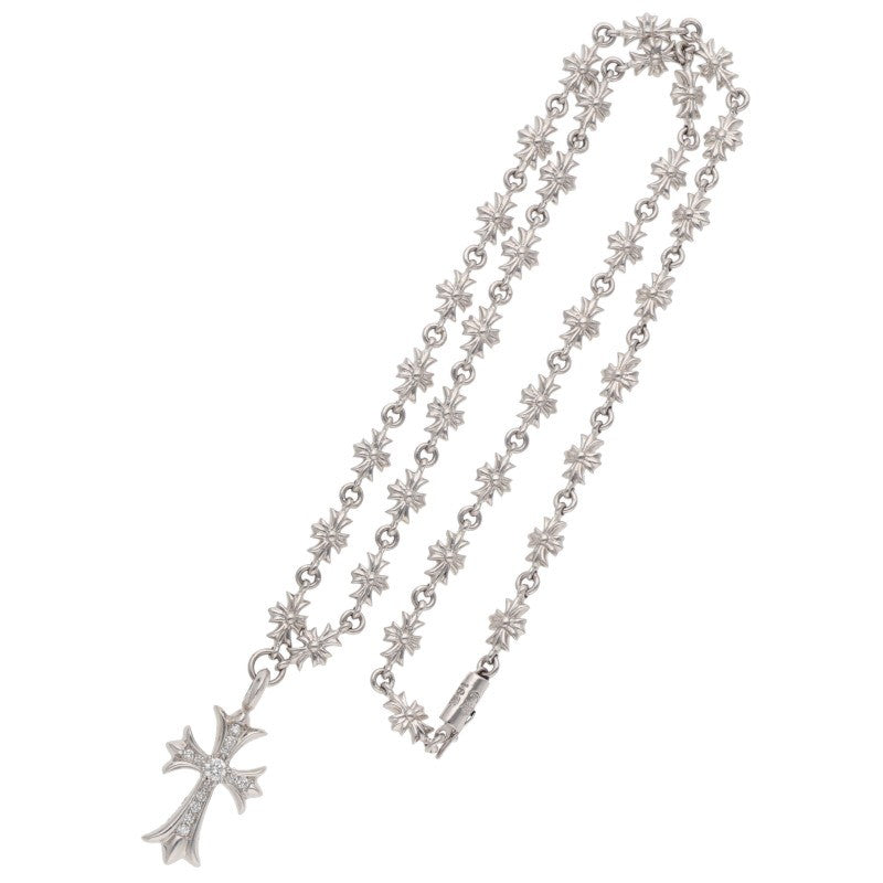 Chrome Hearts 18K Tiny E Fat Diamond Necklace Size 20INCH