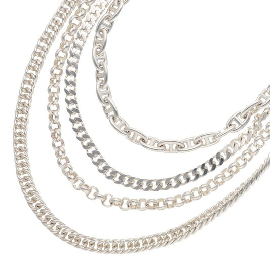 HERMES Etcetera 4-Strand Silver Necklace Size LG