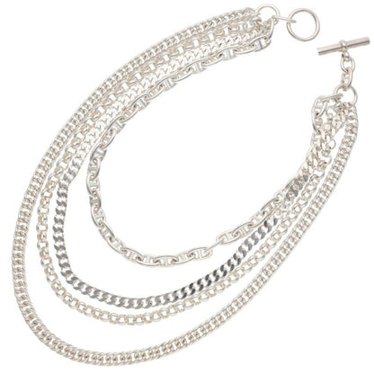 HERMES Etcetera 4-Strand Silver Necklace Size LG