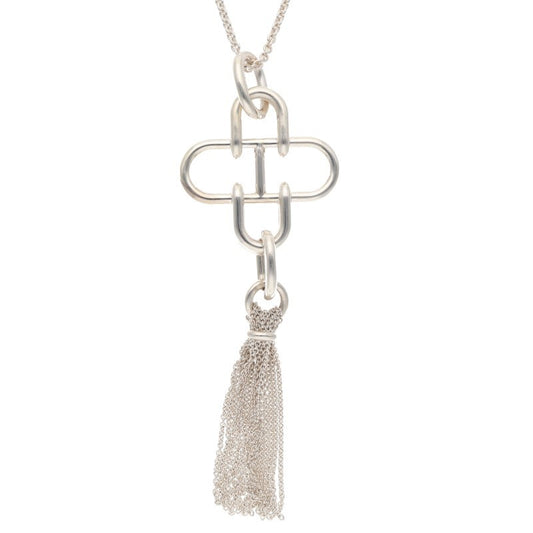 HERMES Rose de Mer Silver Tassel Necklace Size ONE SIZE