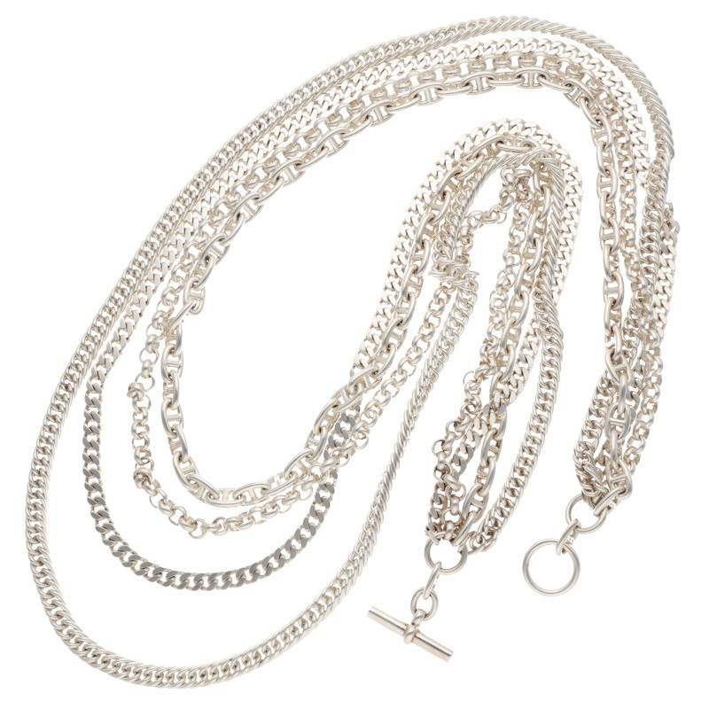 HERMES Etcetra 925 Silver Chain Necklace Size ONE SIZE