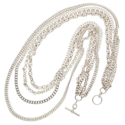 HERMES Etcetra 925 Silver Chain Necklace Size ONE SIZE