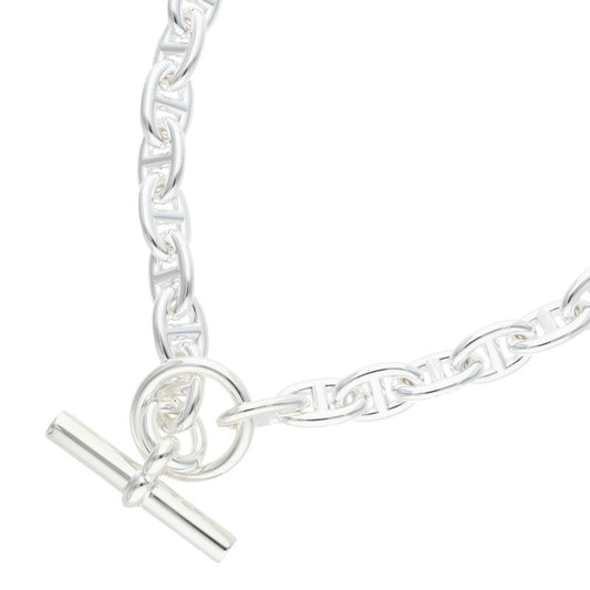 HERMES Chaine d'Ancre 925 Silver Choker Necklace Size PM