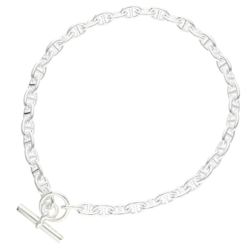 HERMES Chaine d'Ancre 925 Silver Choker Necklace Size PM