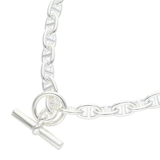 HERMES Chaine d'Ancre 925 Silver Choker Necklace Size PM