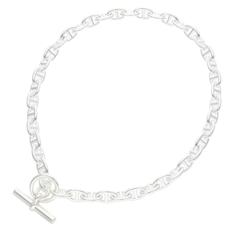 HERMES Chaine d'Ancre 925 Silver Choker Necklace Size PM