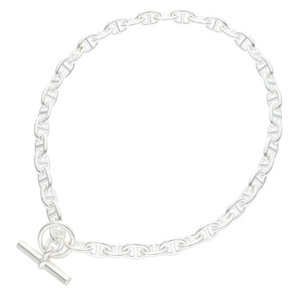 HERMES Chaine d'Ancre 925 Silver Choker Necklace Size PM