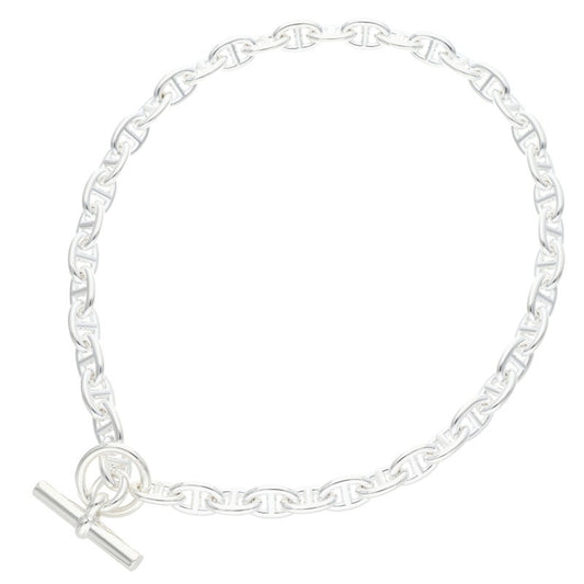 HERMES Chaine d'Ancre 925 Silver Choker Necklace Size PM