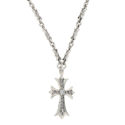 Chrome Hearts Fat Cross Tiny Bar Silver Necklace Size 20INCH
