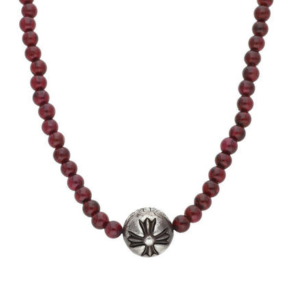 Chrome Hearts 4mm Bead Red Silver Necklace Size ONE SIZE