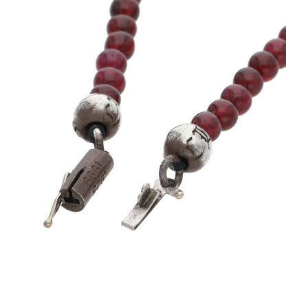 Chrome Hearts 4mm Bead Red Silver Necklace Size ONE SIZE