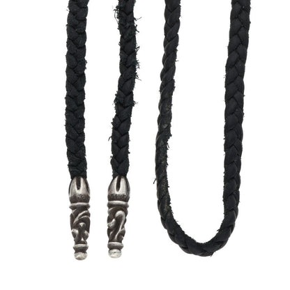 Chrome Hearts Scroll Leather Necklace Silver