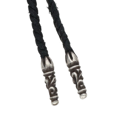 Chrome Hearts Scroll Leather Necklace Silver