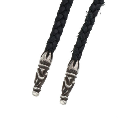 Chrome Hearts Scroll Leather Necklace Silver