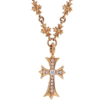 Chrome Hearts 22K Pave Diamond Gold Necklace Size 24
