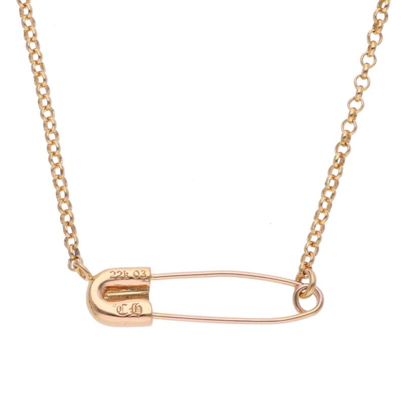 Chrome Hearts 22K Safety Pin Gold Necklace Size 16 Inch