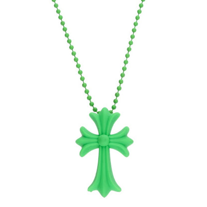 Chrome Hearts Green Rubber Small CH Cross Necklace