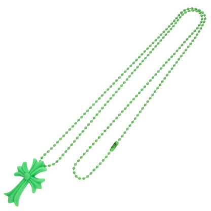 Chrome Hearts Green Rubber Small CH Cross Necklace