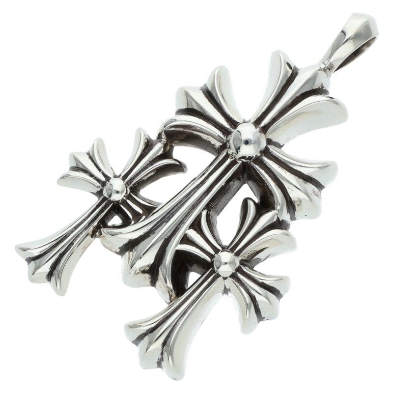 Chrome Hearts Triple CH Cross Silver Pendant Size ONE SIZE